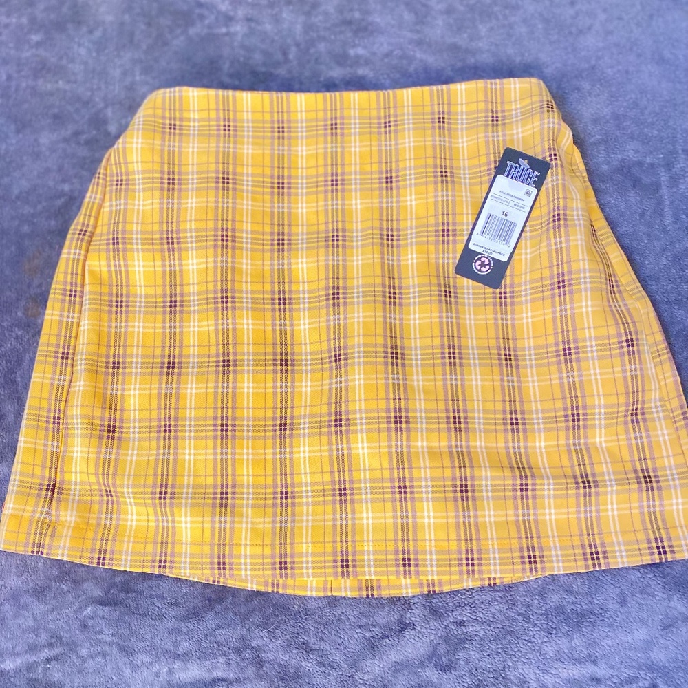 NWT mustard plaid skirt